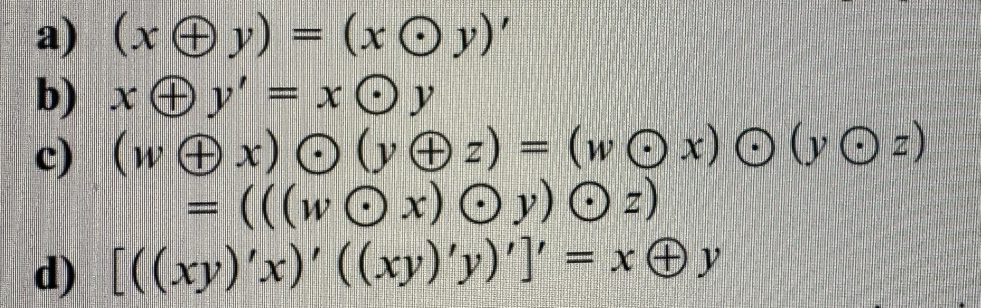 Use Boolean algebra to show that the following