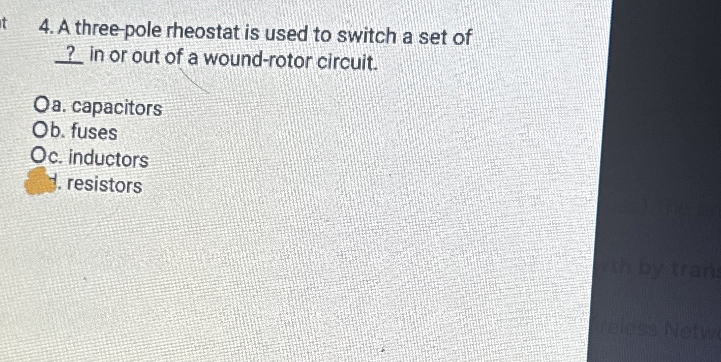 A three - pole rheostat is used to switch a set
