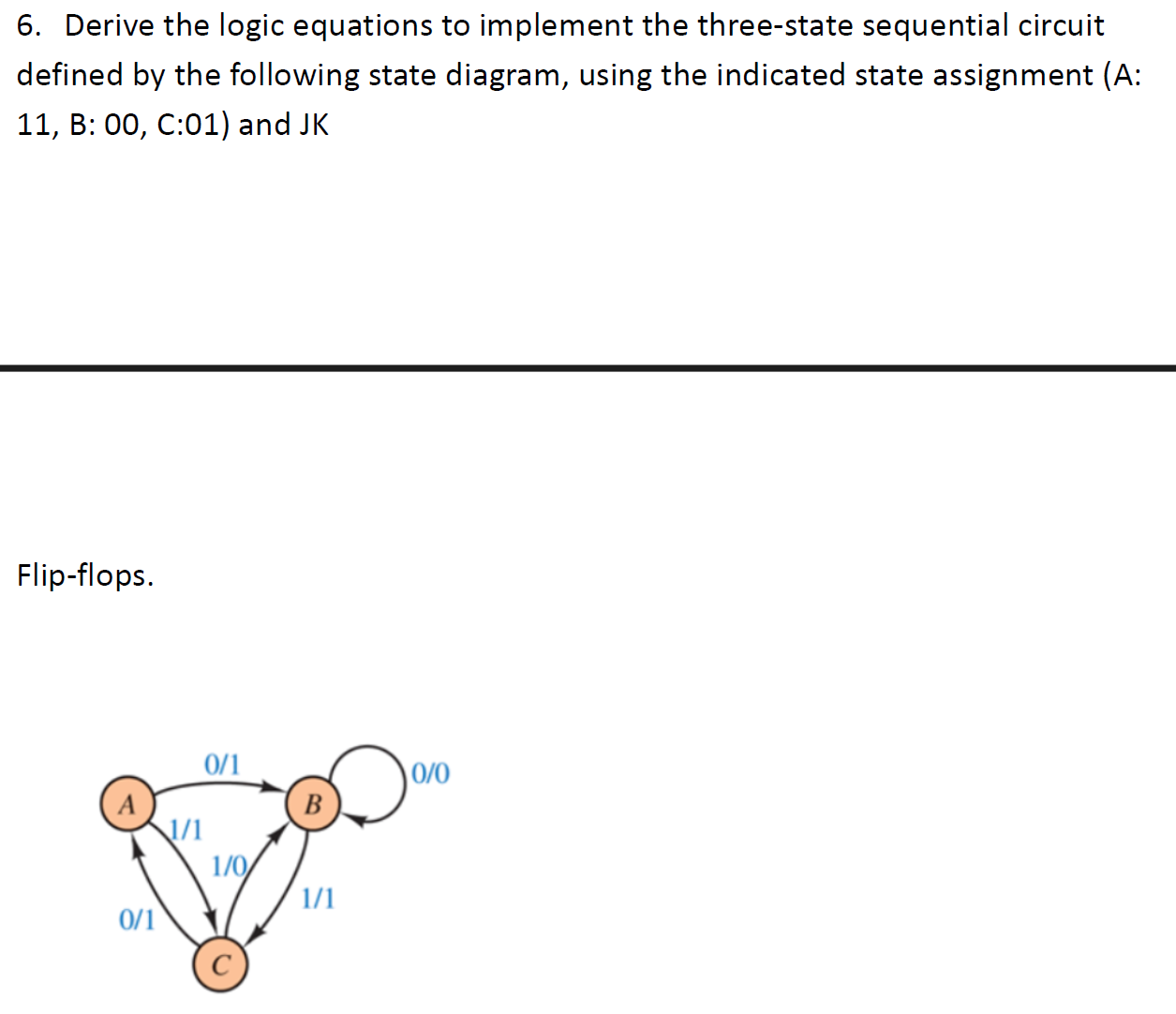 6 . Derive the logic equations to implement the