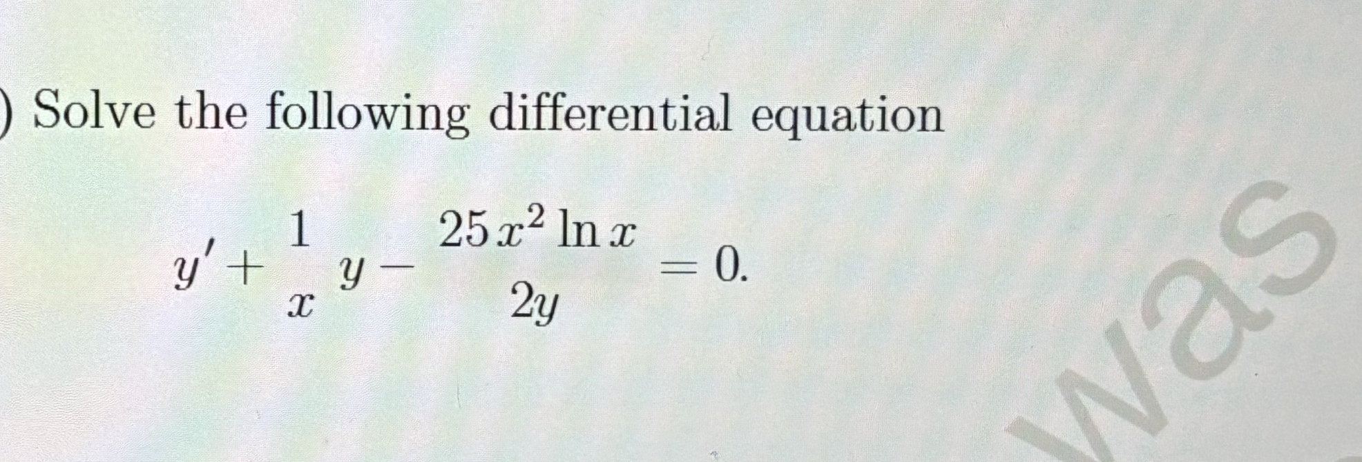 Solve the following differential equation y ' + x