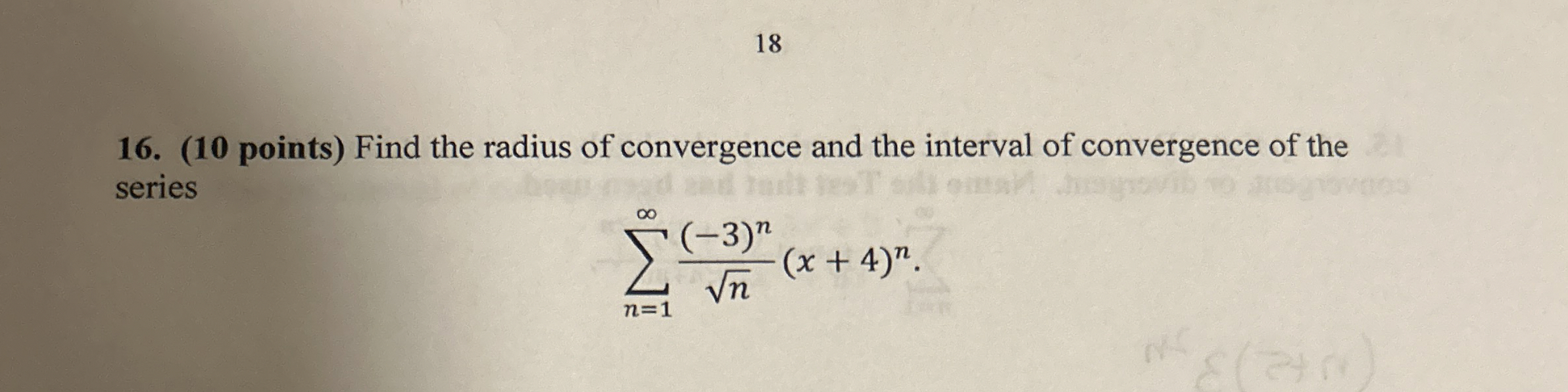 1 8 1 6 . ( 1 0 points ) Find the radius of
