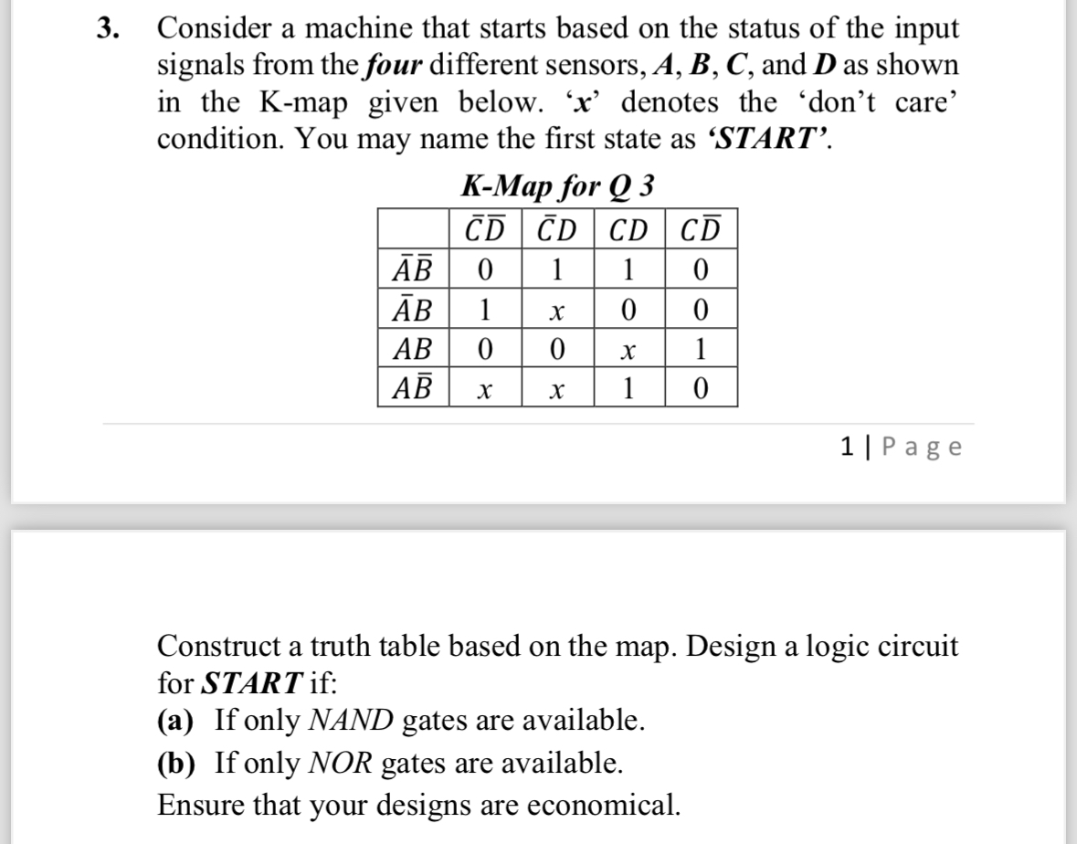 Consider a machine that starts based on the