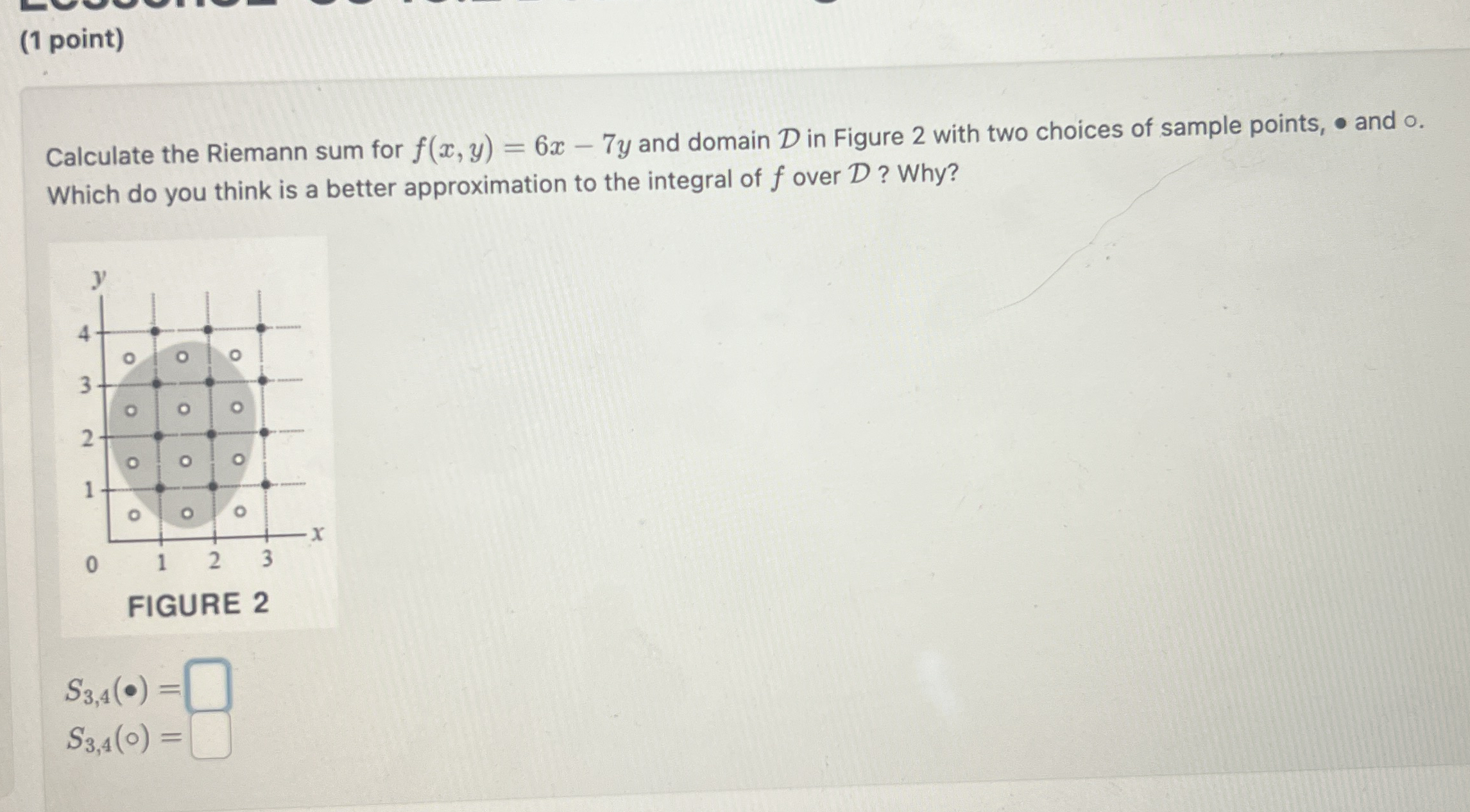 ( 1 point ) Calculate the Riemann sum for f ( x ,