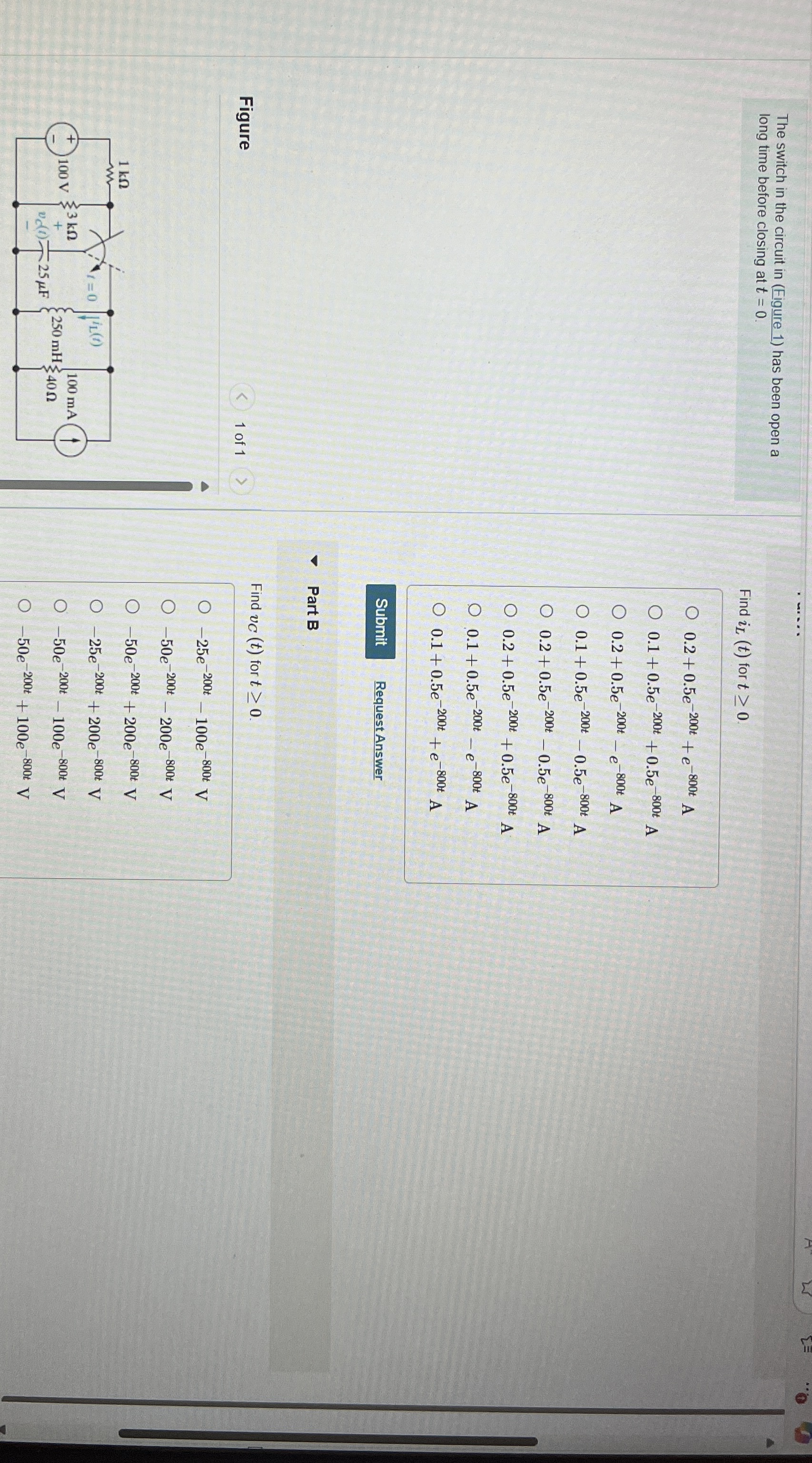 The switch in the circuit in ( Figure 1 ) has