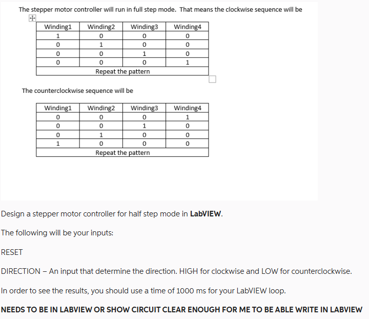 The stepper motor controller will run in full
