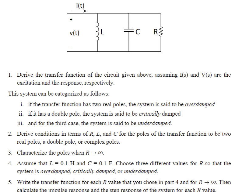 1 . Derive the transfer function of the circuit