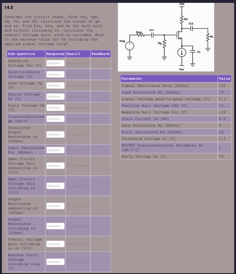 Find Vg , Vs , and maximum drain voltage