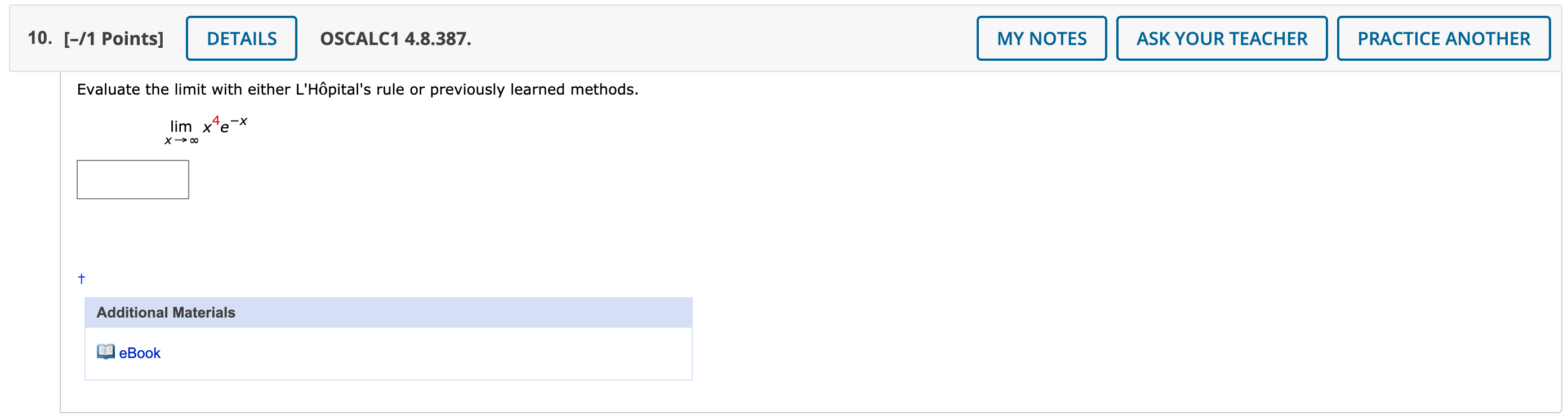 Evaluate the limit with either L ' H pital ' s