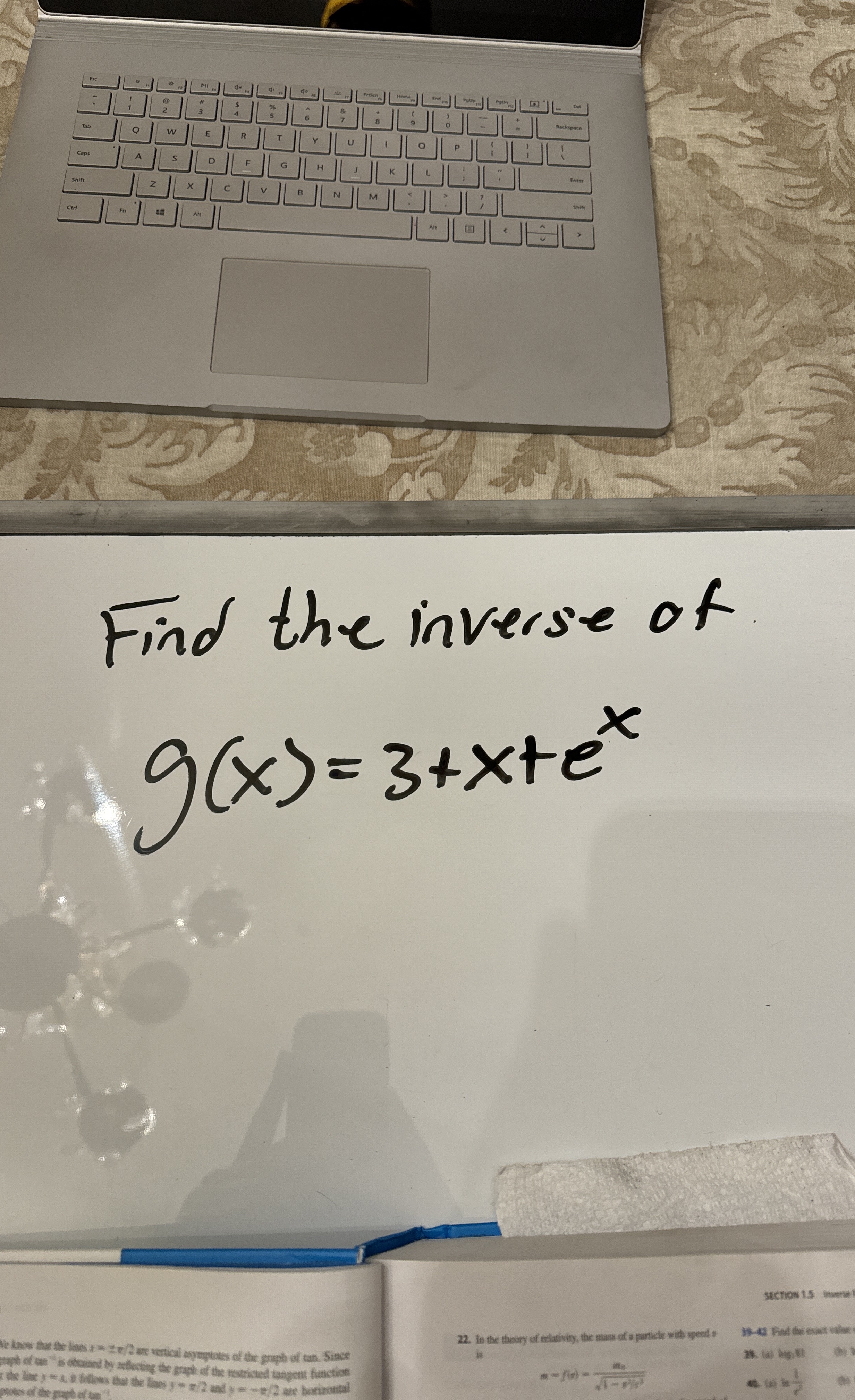 Find the inverse of g ( x ) = 3 + x + e x With