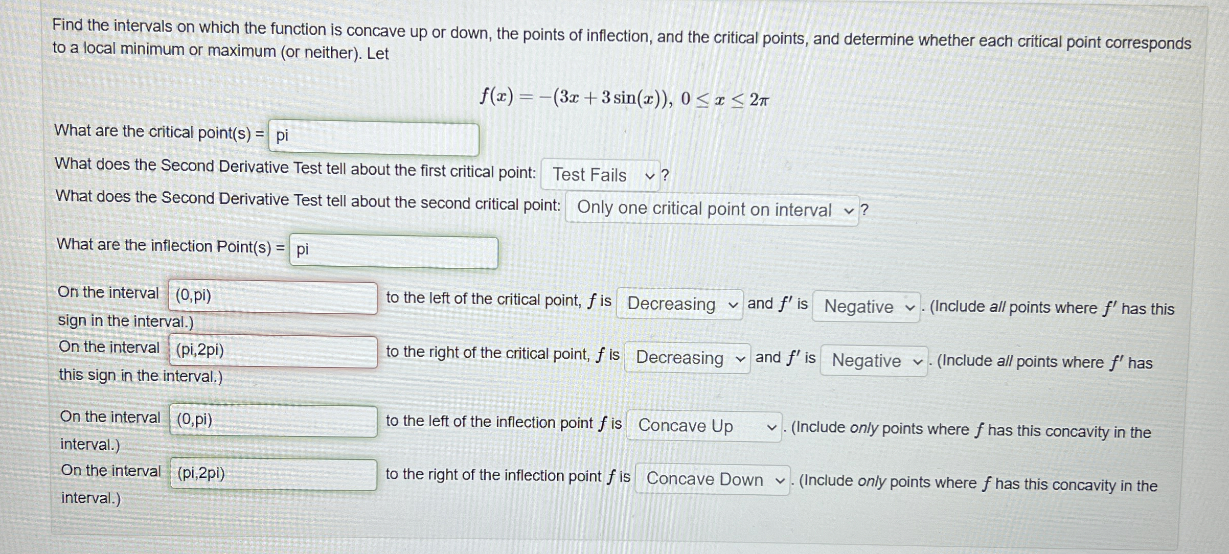 Find the intervals on which the function is