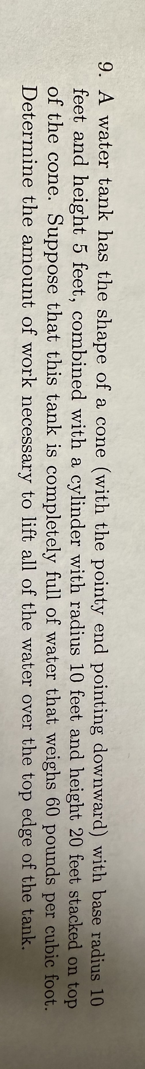 A water tank has the shape of a cone ( with the