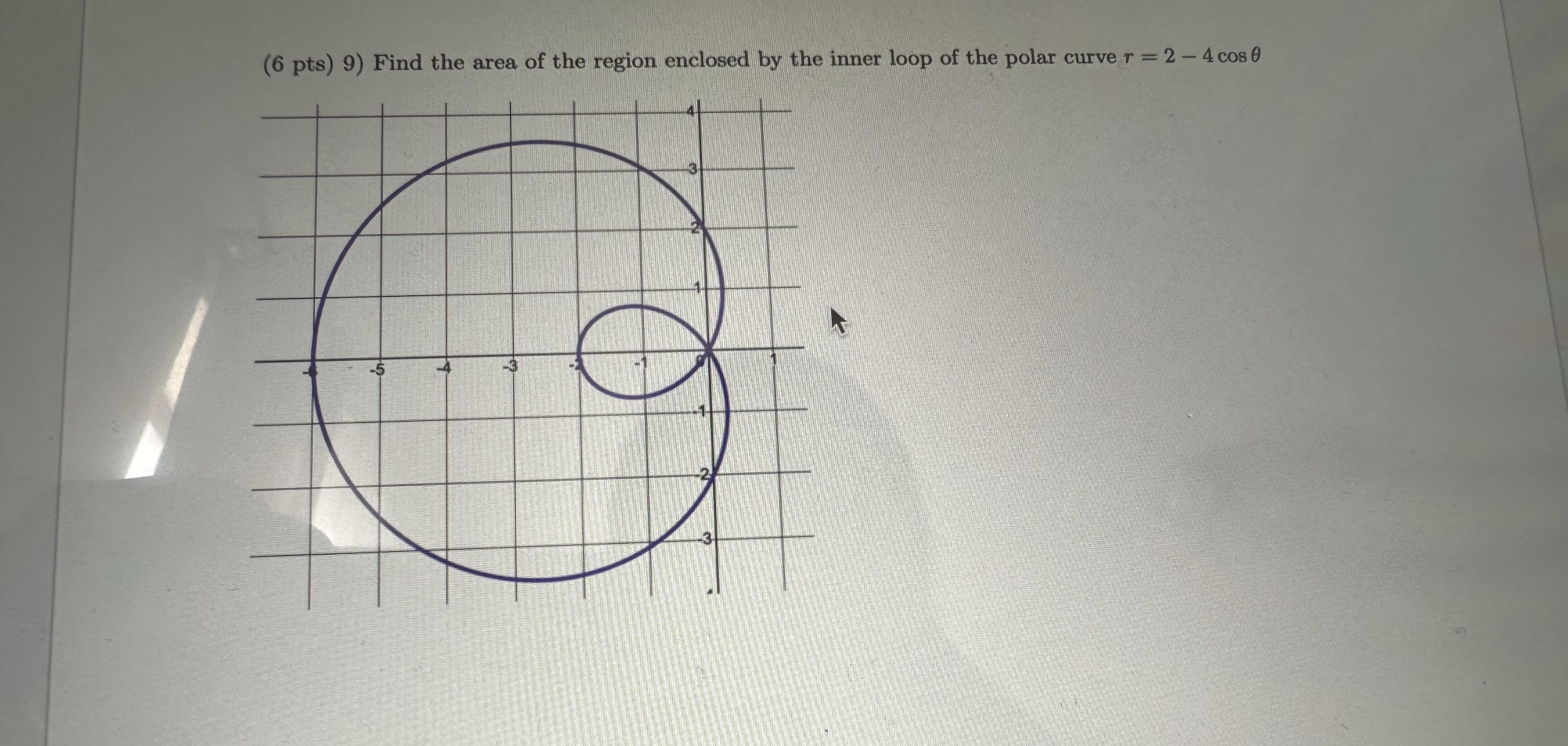 ( 6 pts ) 9 ) Find the area of the region