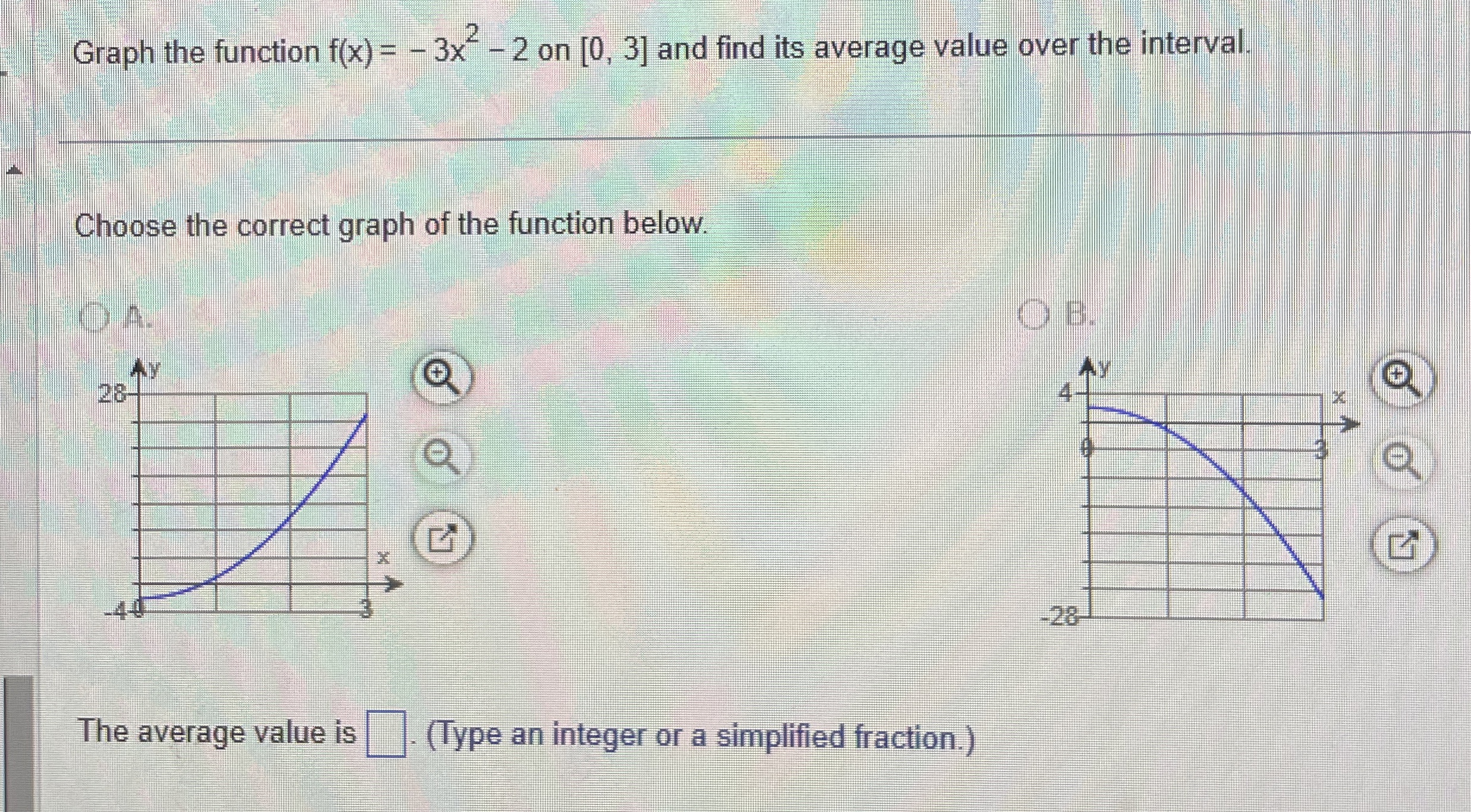 Graph the function f ( x ) = - 3 x 2 - 2 on 0 , 3