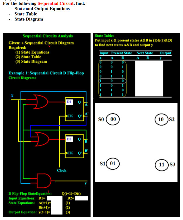 Sequential Circuits Analysis Given: a Sequential