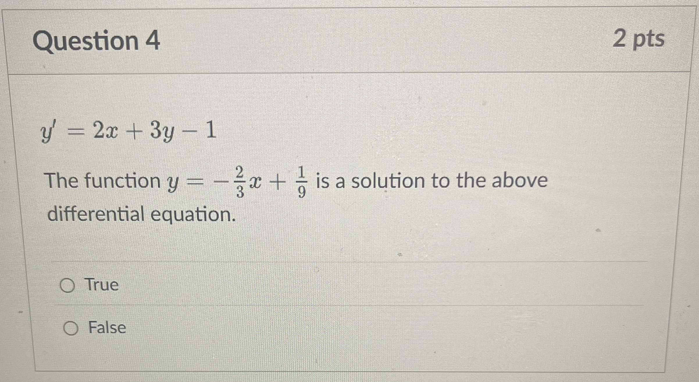 y ' = 2 x + 3 y - 1 The function y = - 2 3 x + 1