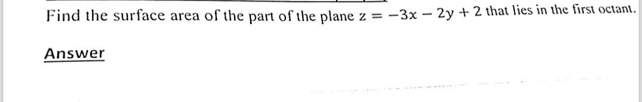 Find the surface area of the part of the plane z