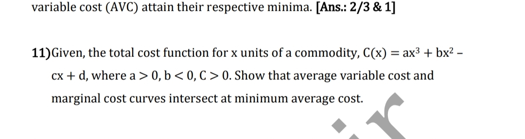 variable cost ( AVC ) attain their respective