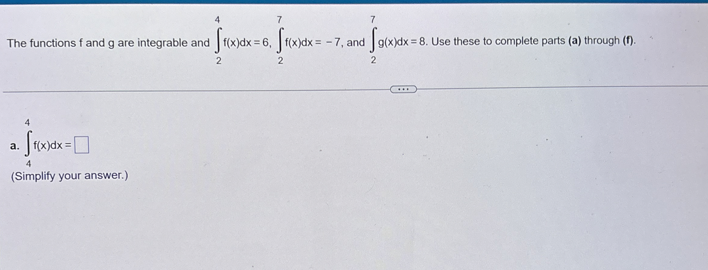 The functions f and g are integrable and 2 4 f (