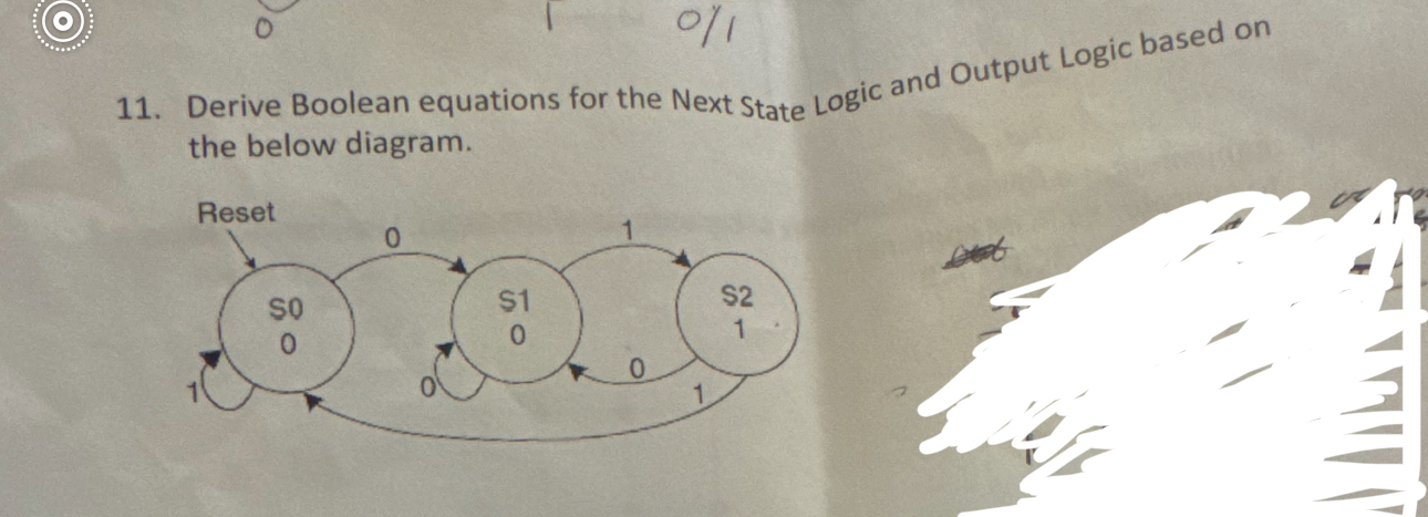 1 1 . Derive Boolean equations for the Next State