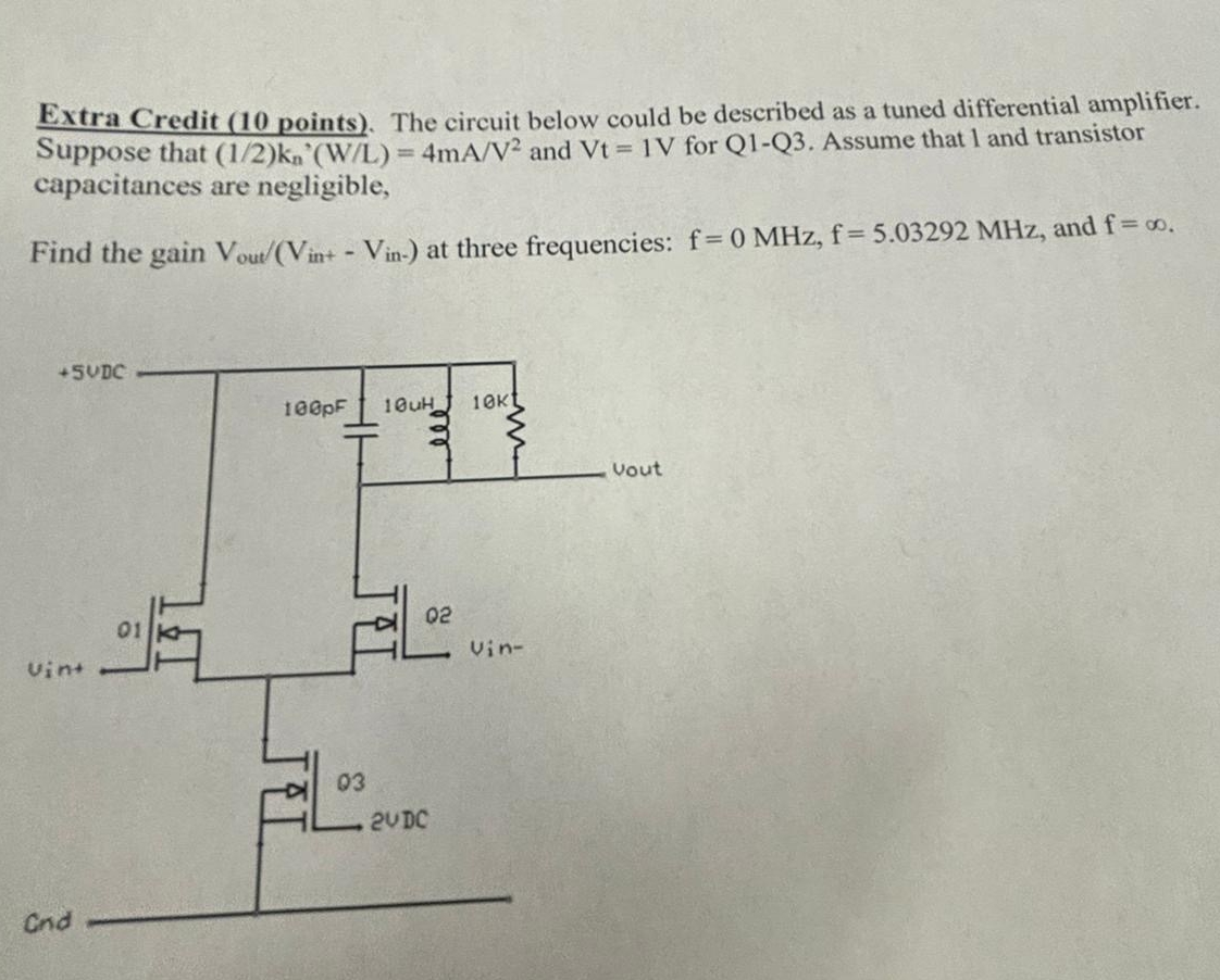 Extra Credit ( 1 0 points ) . The circuit below