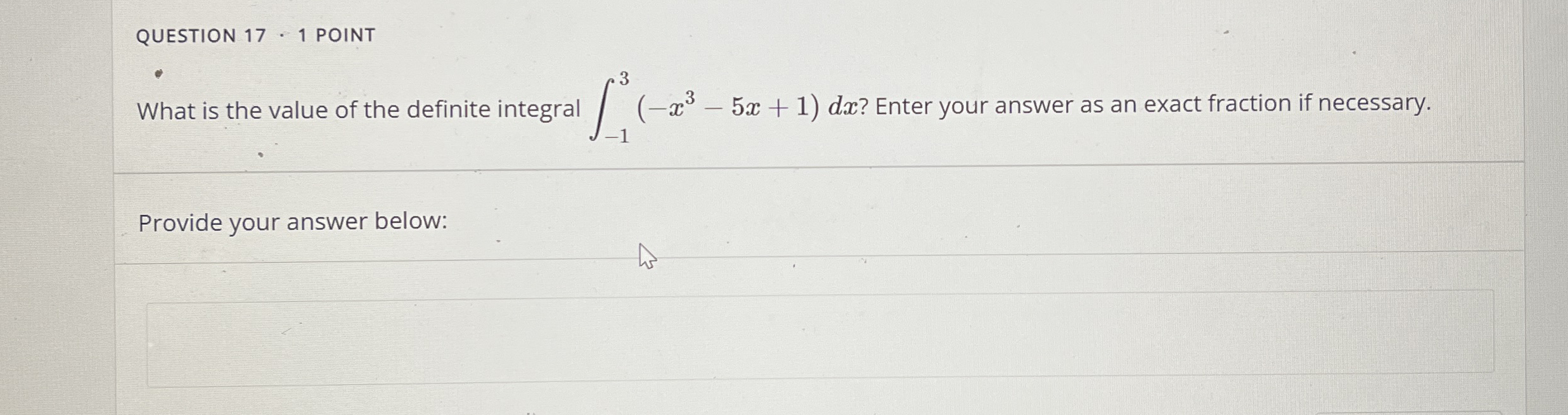 QUESTION 1 7 1 POINT What is the value of the