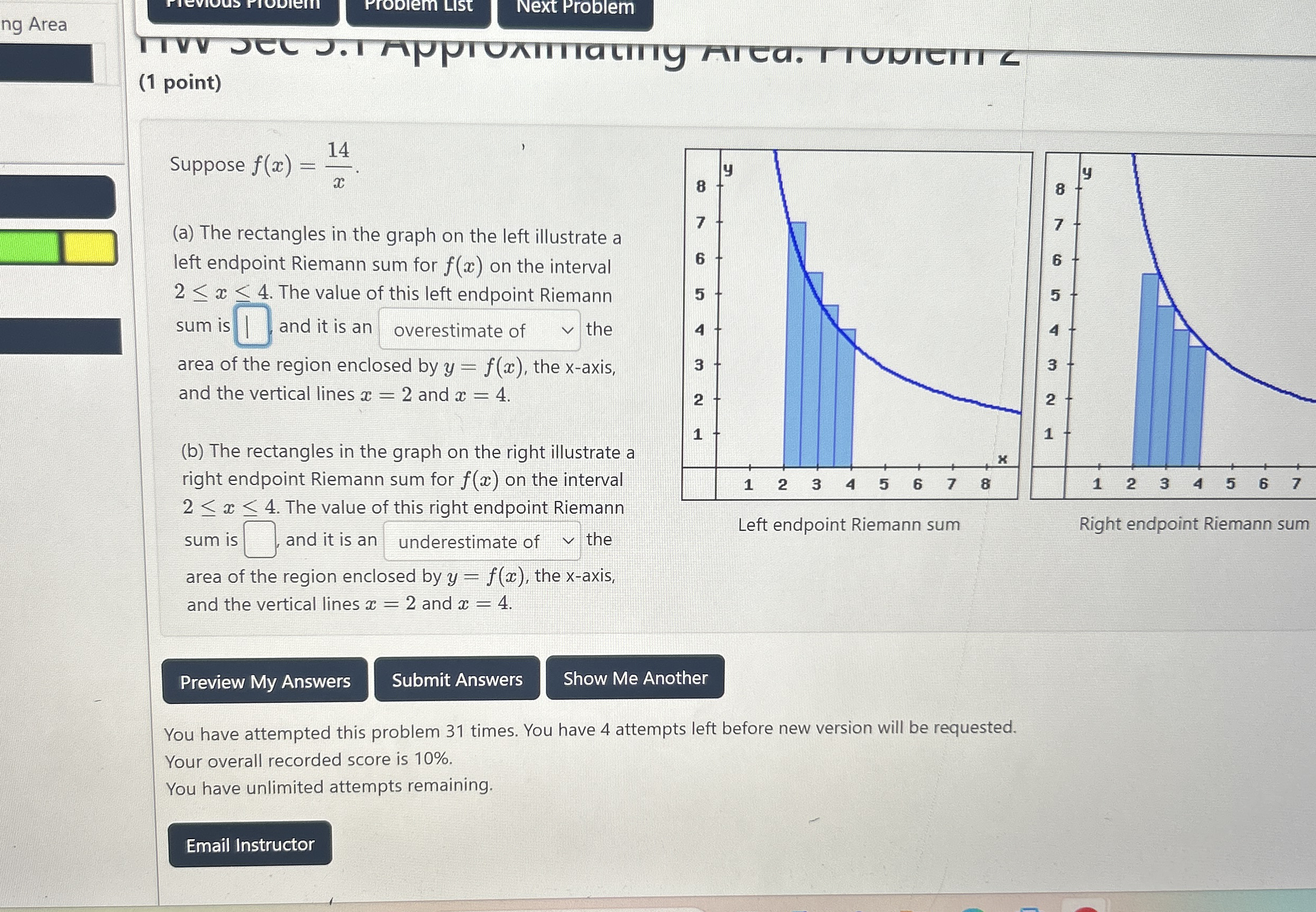 ng Area Next Problem ( 1 point ) Suppose f ( x )