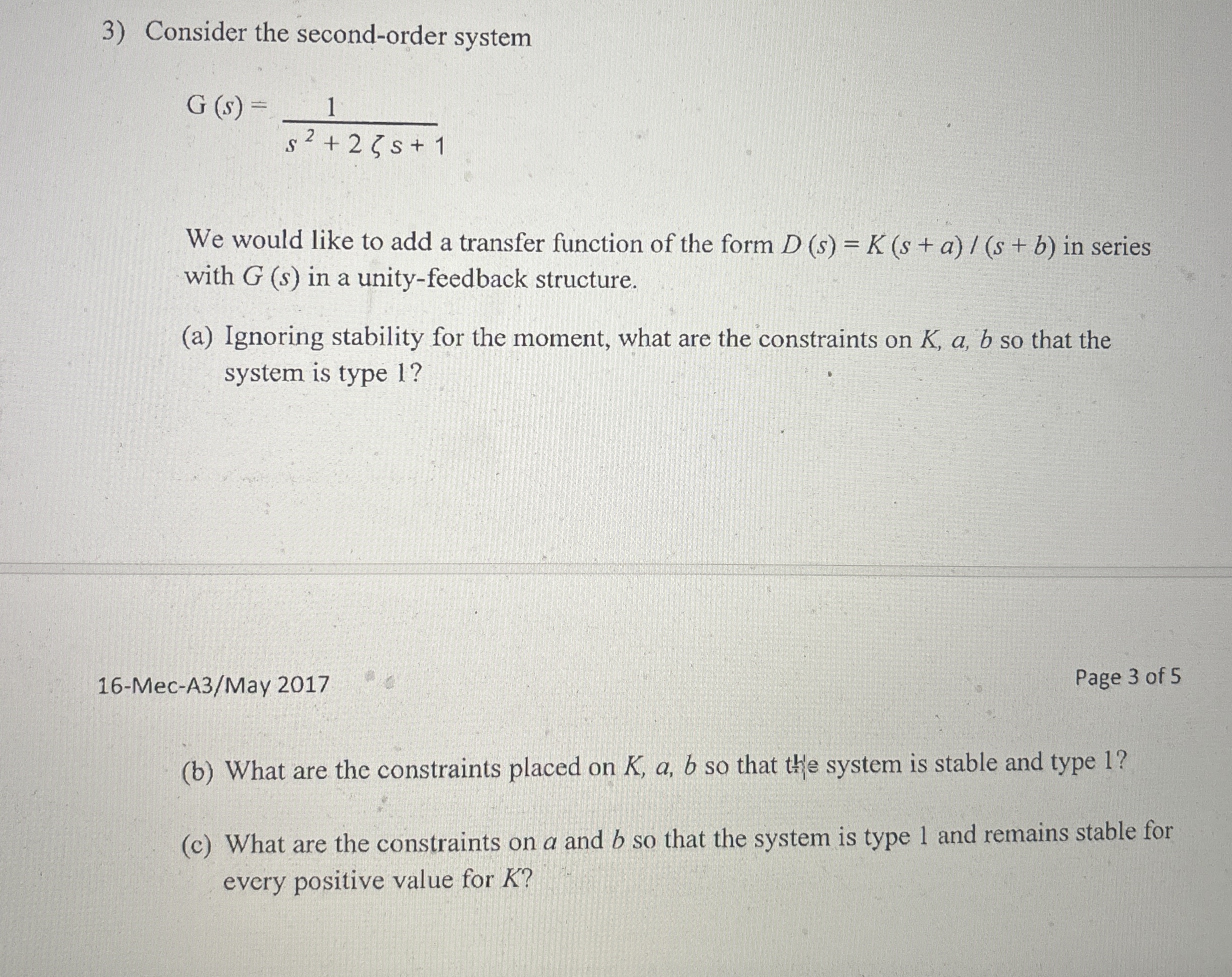 Consider the second - order system G ( s ) = 1 s