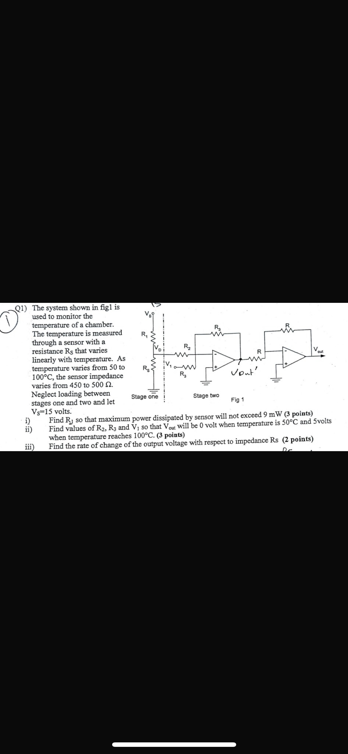 Q 1 ) The system shown in fig 1 is used to