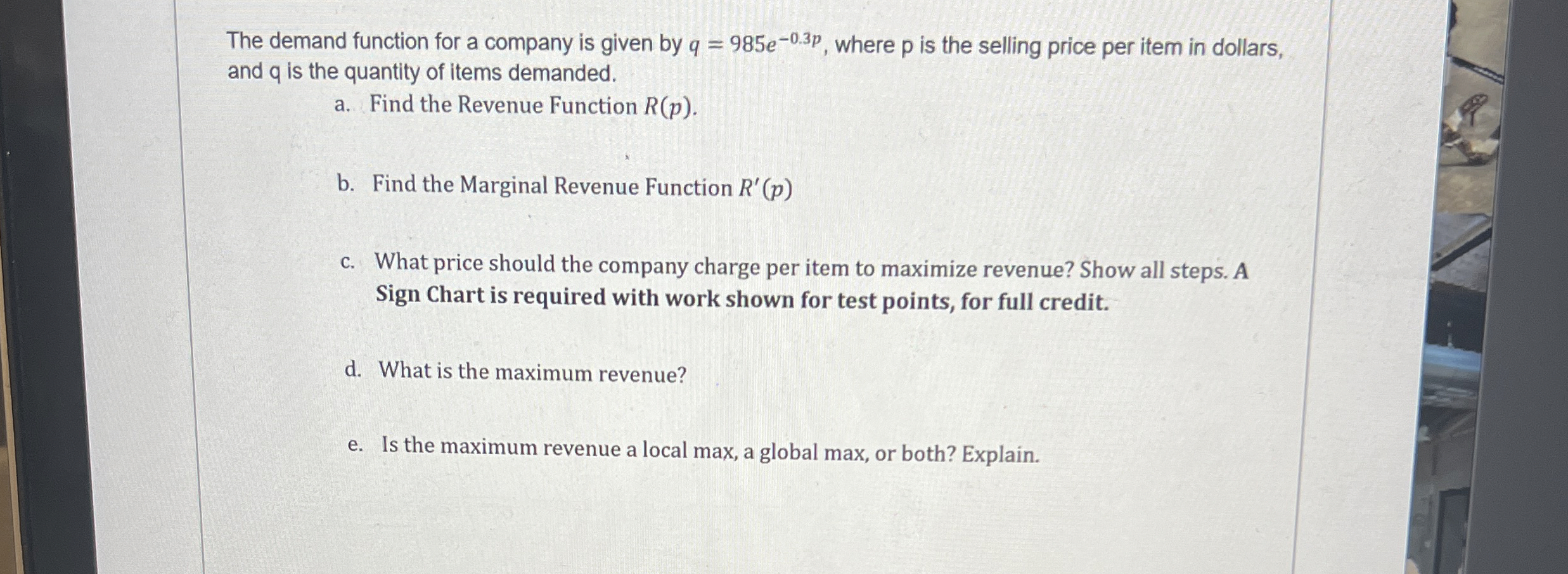 The demand function for a company is given by q =