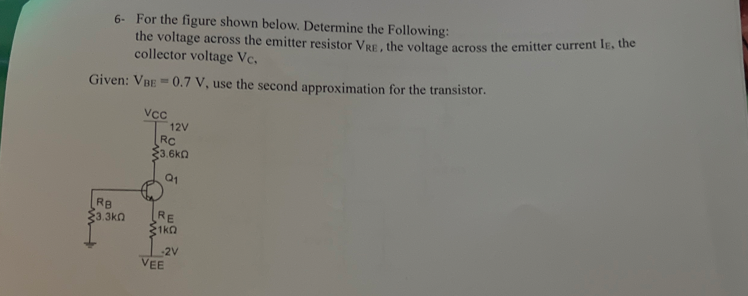 6 - For the figure shown below. Determine the
