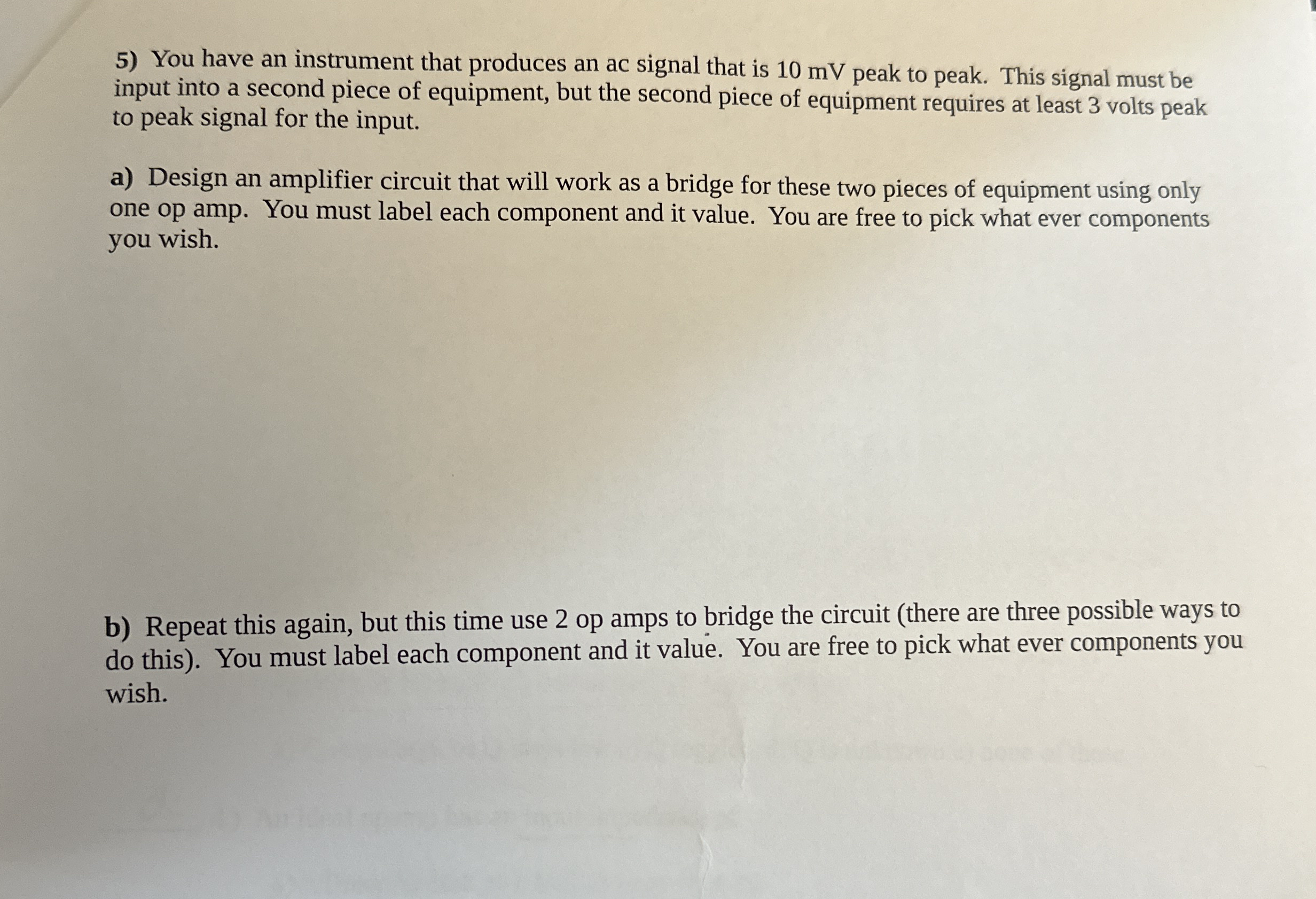 You have an instrument that produces an ac signal