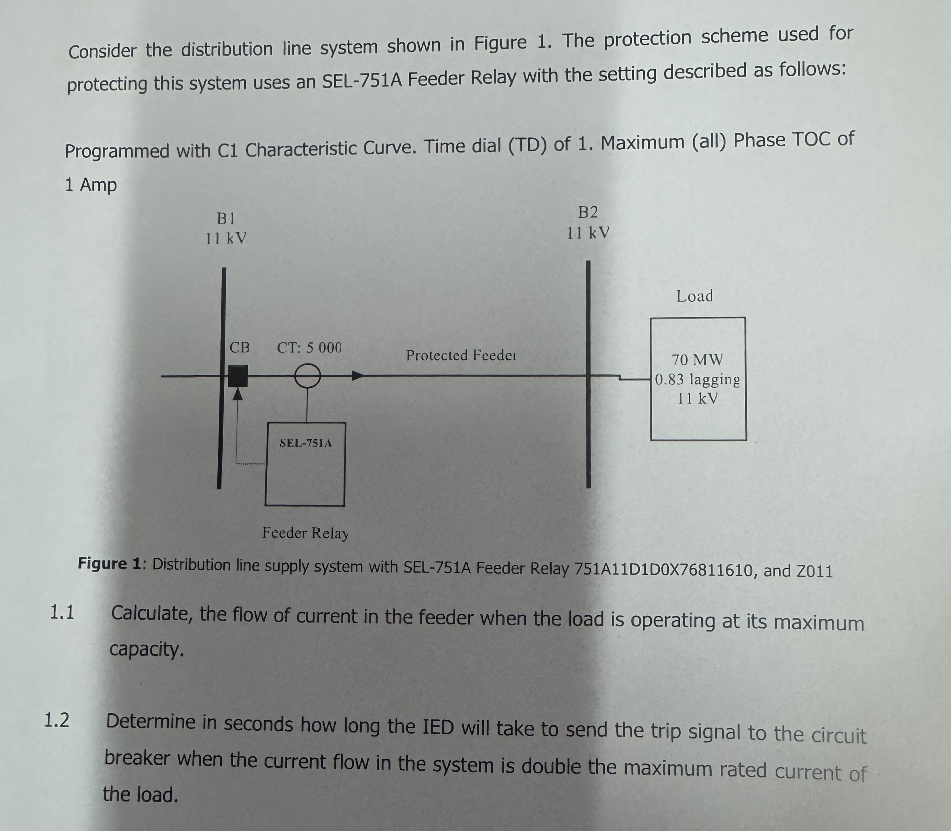 Consider the distribution line system shown in