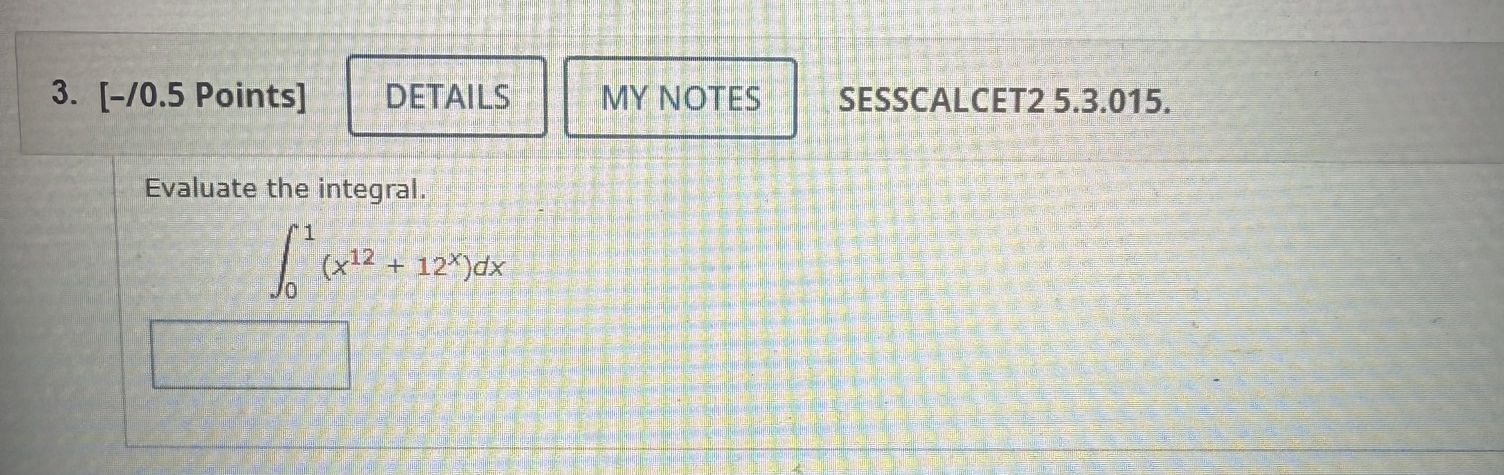 [ - / 0 . 5 Points ] DETAILS MY NOTES SESSCALCET