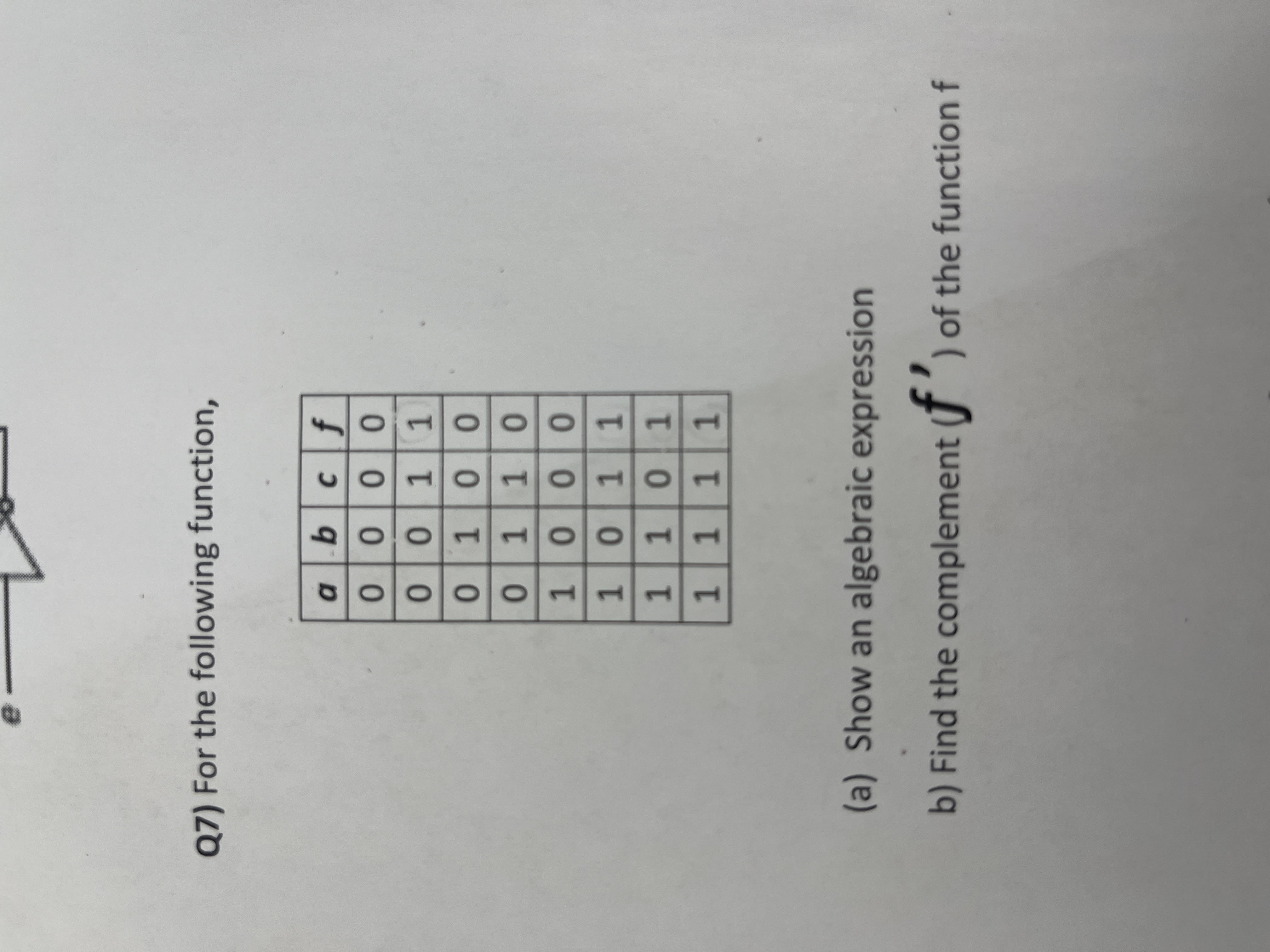 Q 7 ) For the following function, ( a ) Show an