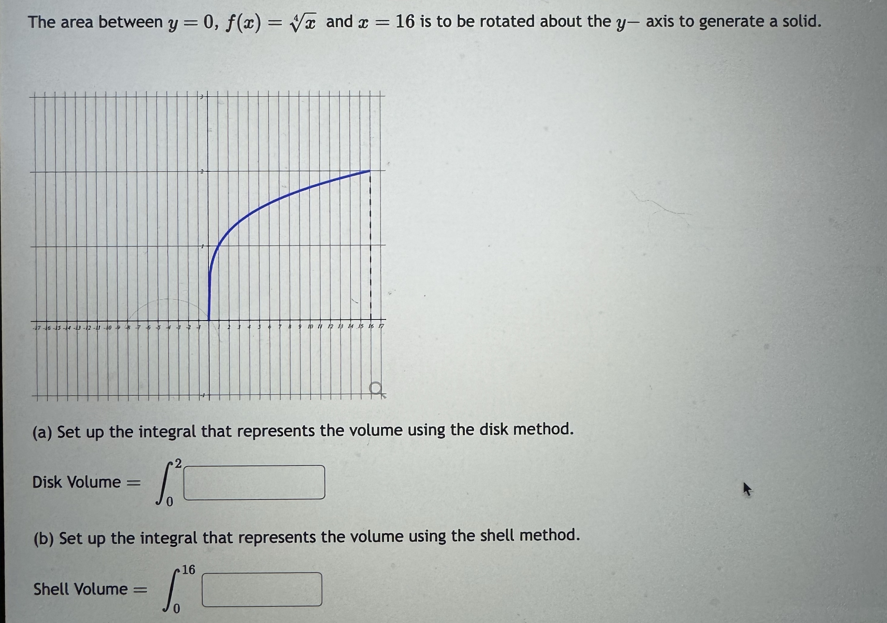 The area between y = 0 , f ( x ) = x 4 and x = 1