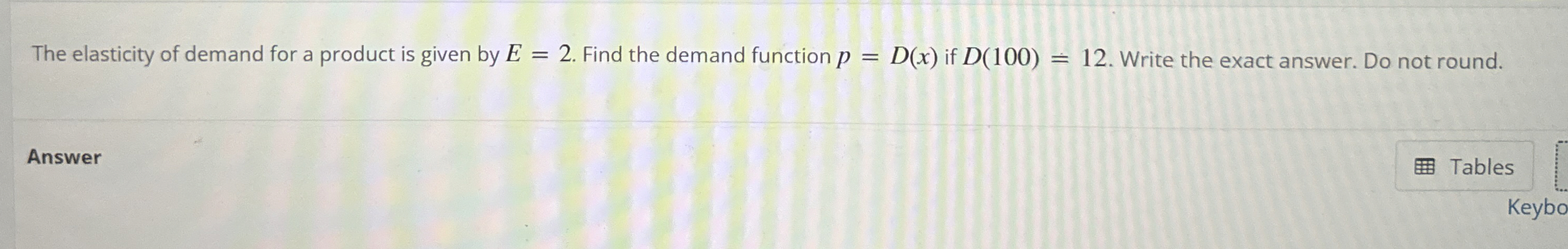 The demand function for a car is given by p = D (