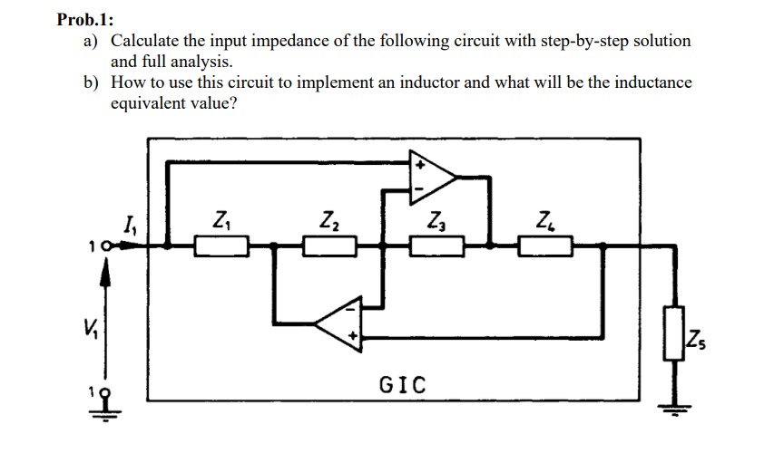 Prob . 1 : a ) Calculate the input impedance of