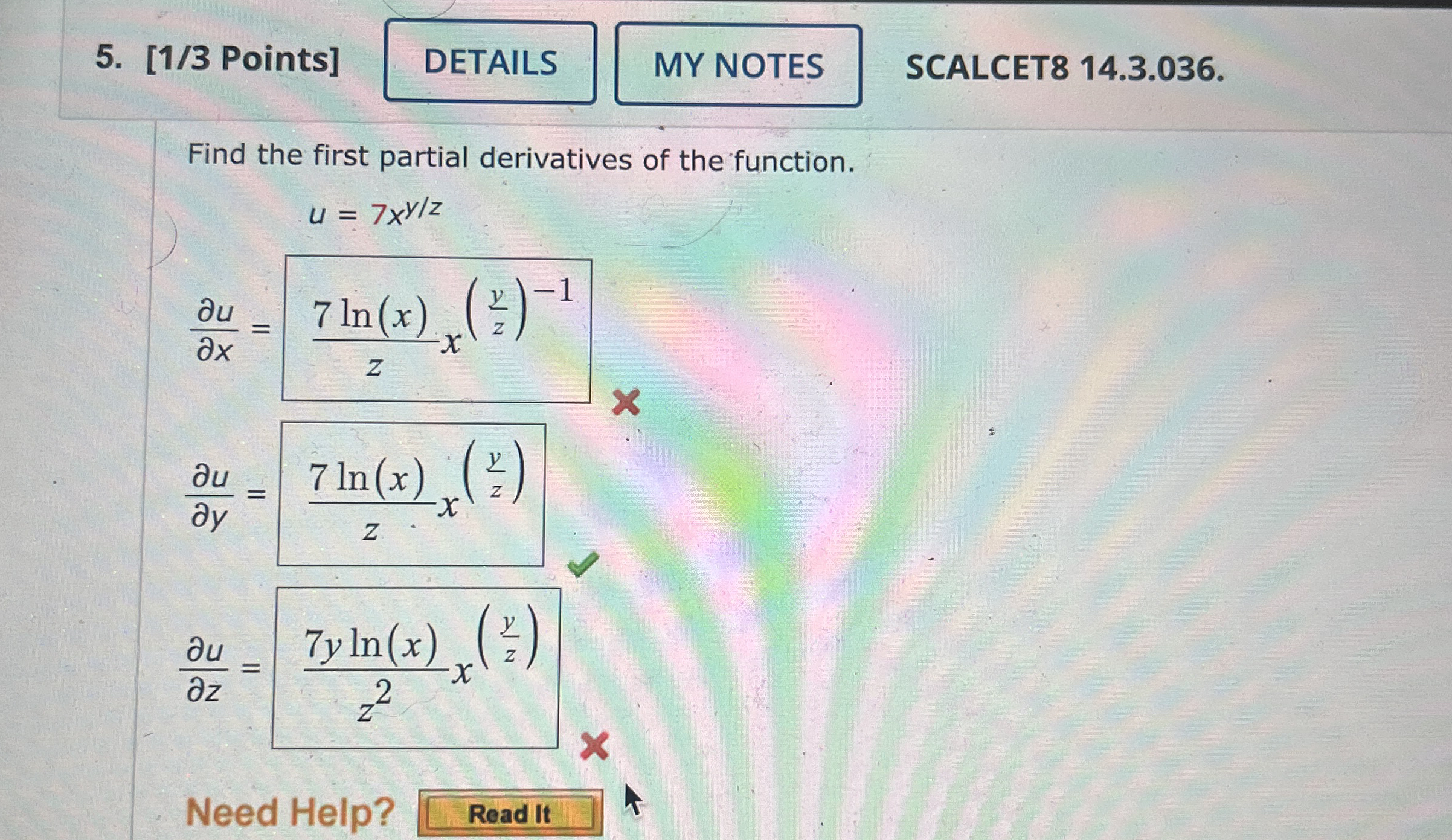 [ 1 / 3 Points ] SCALCET 8 1 4 . 3 . 0 3 6 . Find