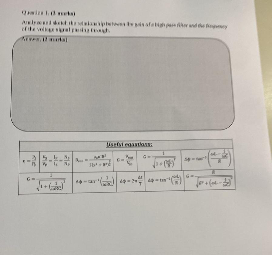 Question I, ( 2 marifa ) of the voltage algant