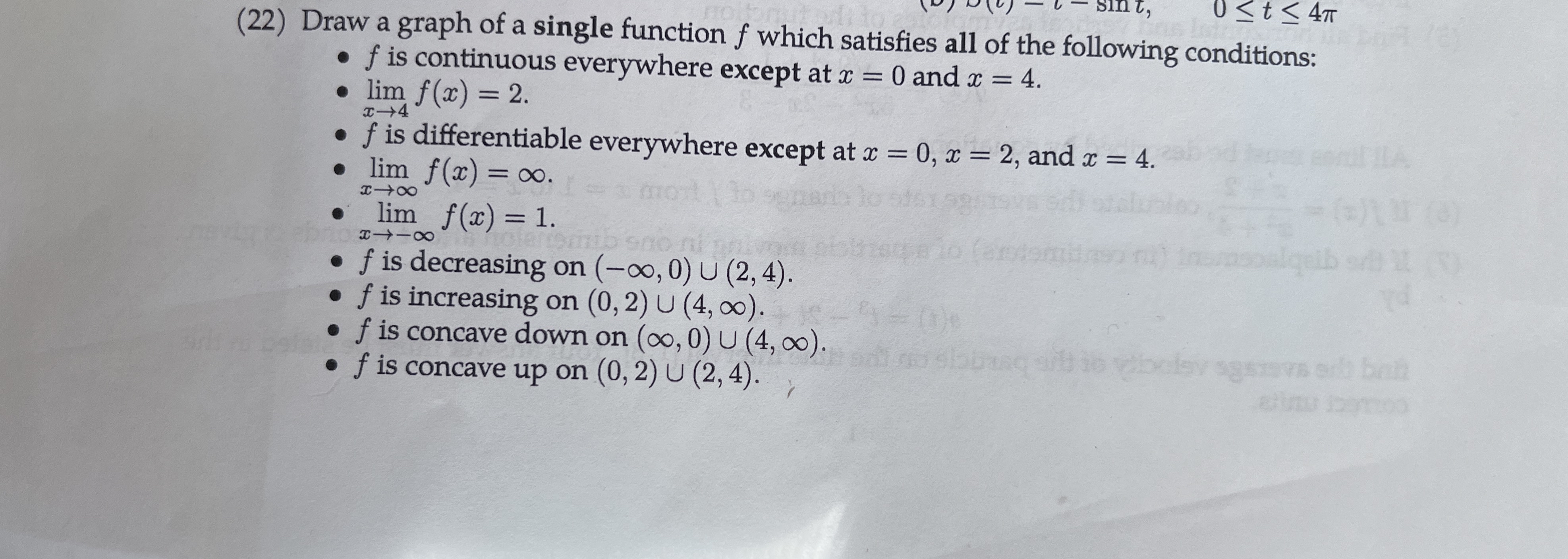 ( 2 2 ) Draw a graph of a single function f which