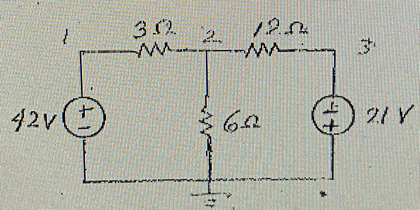 Find everything. Nodal voltages, current through