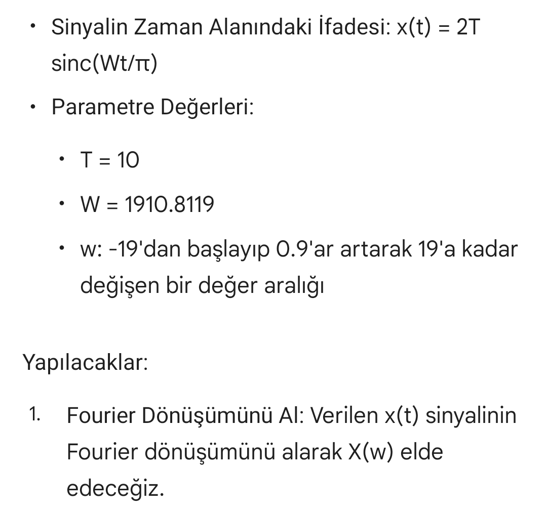 Sinyalin Zaman Alan ndaki Ifadesi: x ( t ) = 2 T