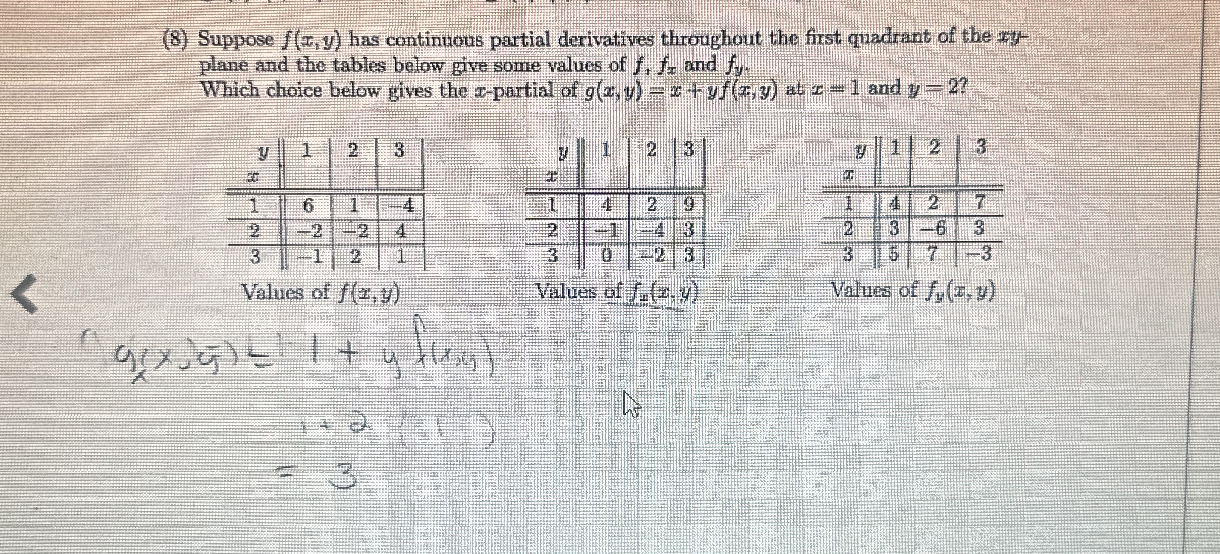 ( 8 ) Suppose f ( x , y ) has continuous partial