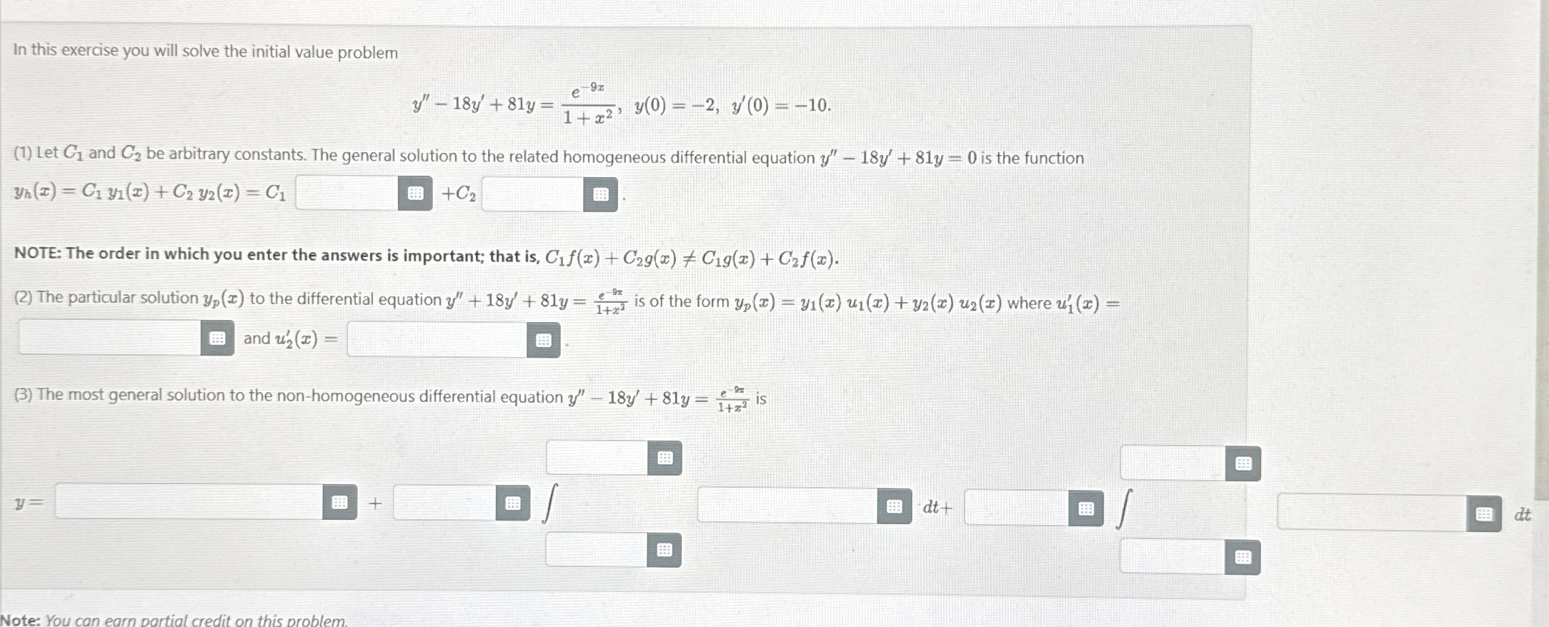 In this exercise you will solve the initial value