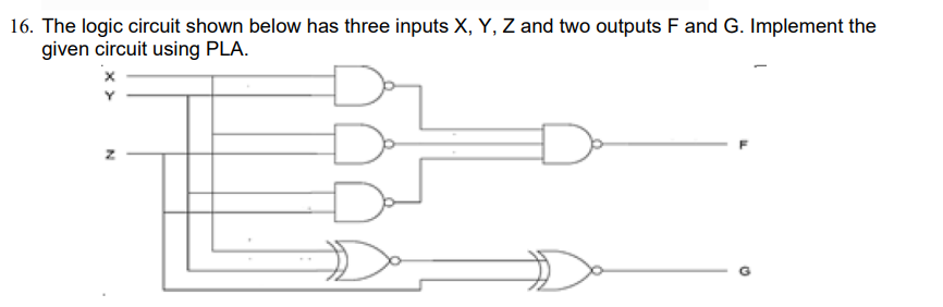 1 6 . The logic circuit shown below has three