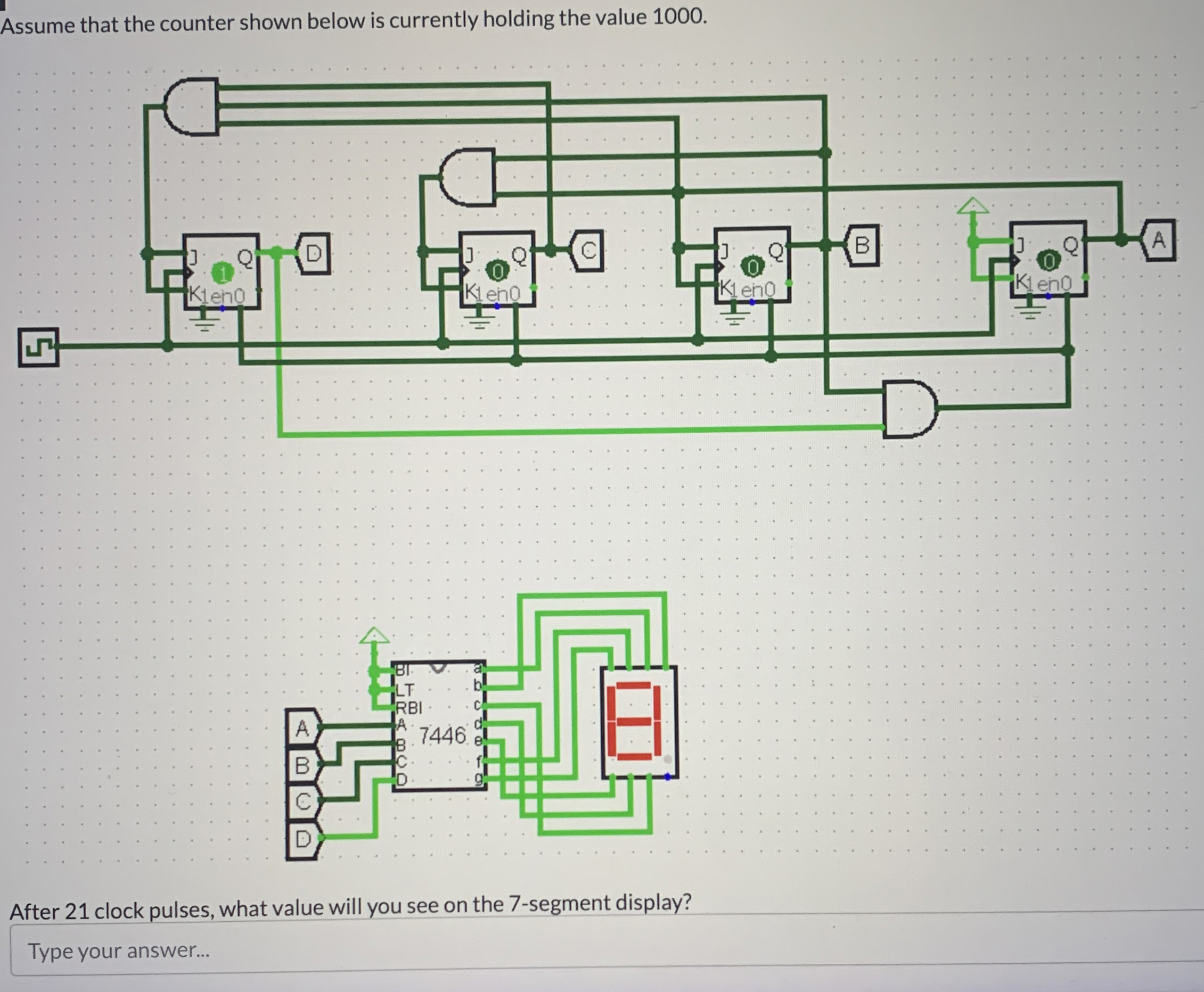 Assume that the counter shown below is currently