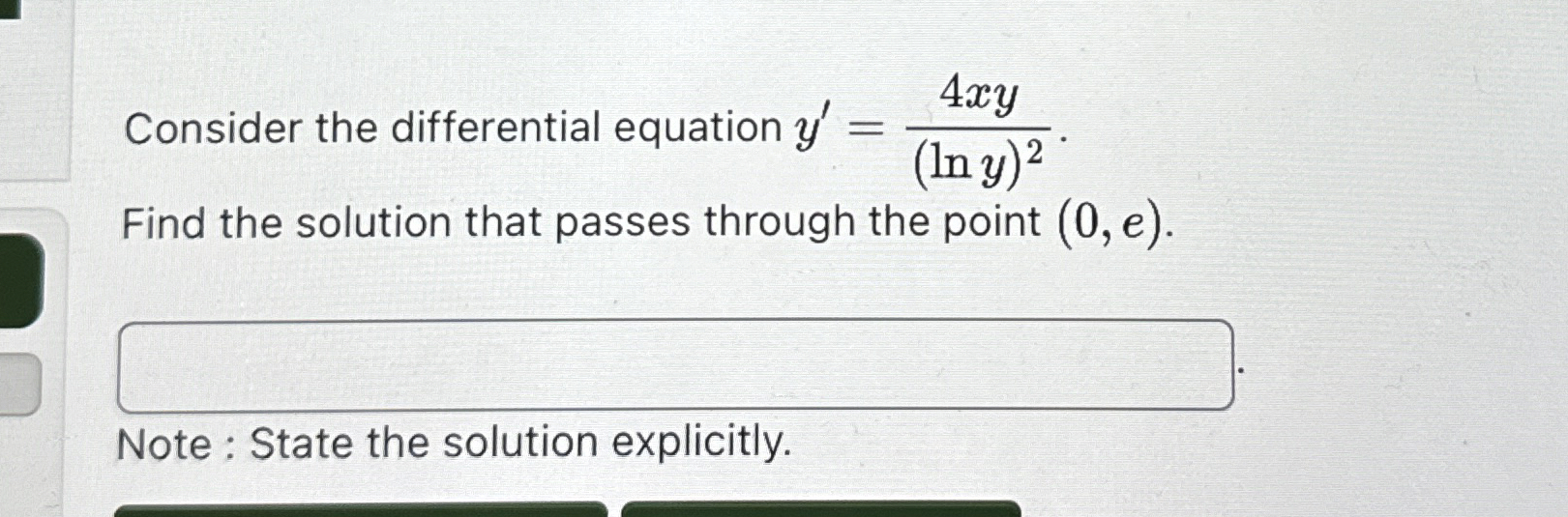 ( 1 point ) Find the particular solution of the