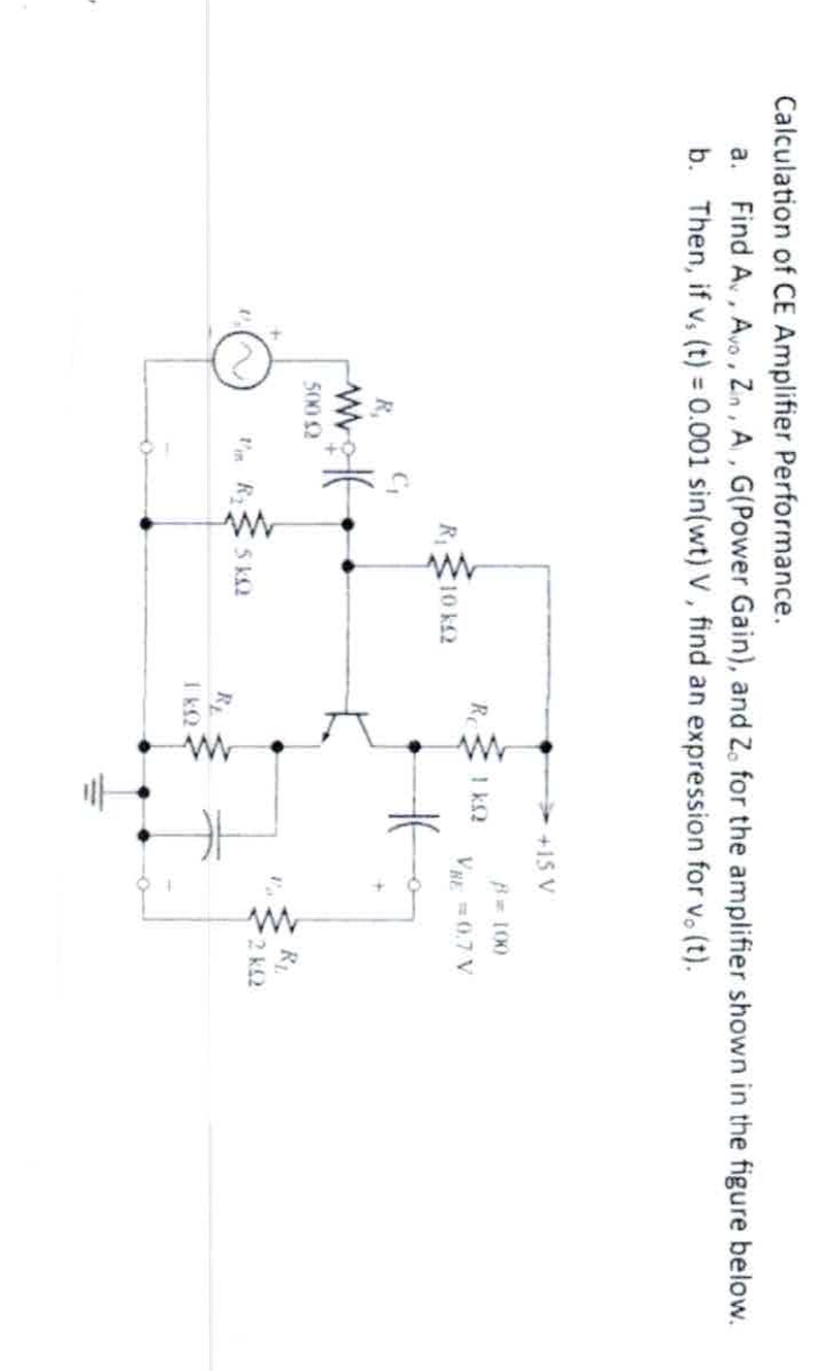Calculation of CE Amplifier Performance. a . Find
