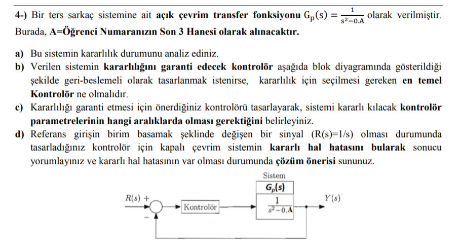 4 - ) Bir ters sarka sistemine ait a k evrim