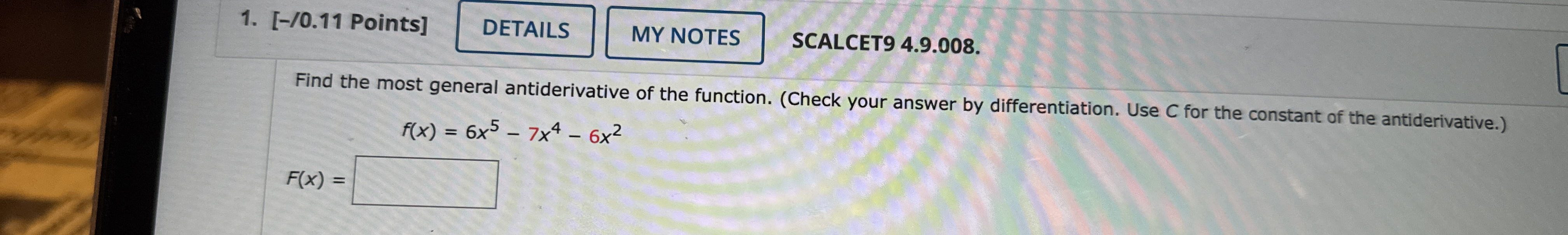 [ - / 0 . 1 1 Points ] SCALCET 9 4 . 9 . 0 0 8 .